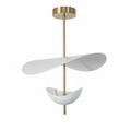 Modernist Floating Petal Pendant Light on Brass-Finish Rod
