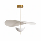 Modernist Floating Petal Pendant Light on Brass-Finish Rod