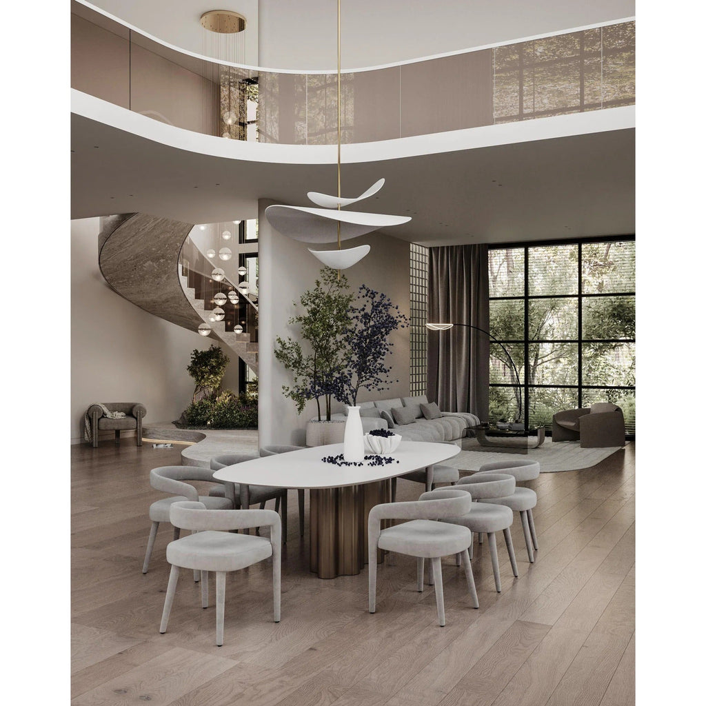 Modernist Floating Petal Pendant Light on Brass-Finish Rod
