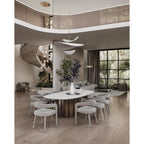 Modernist Floating Petal Pendant Light on Brass-Finish Rod