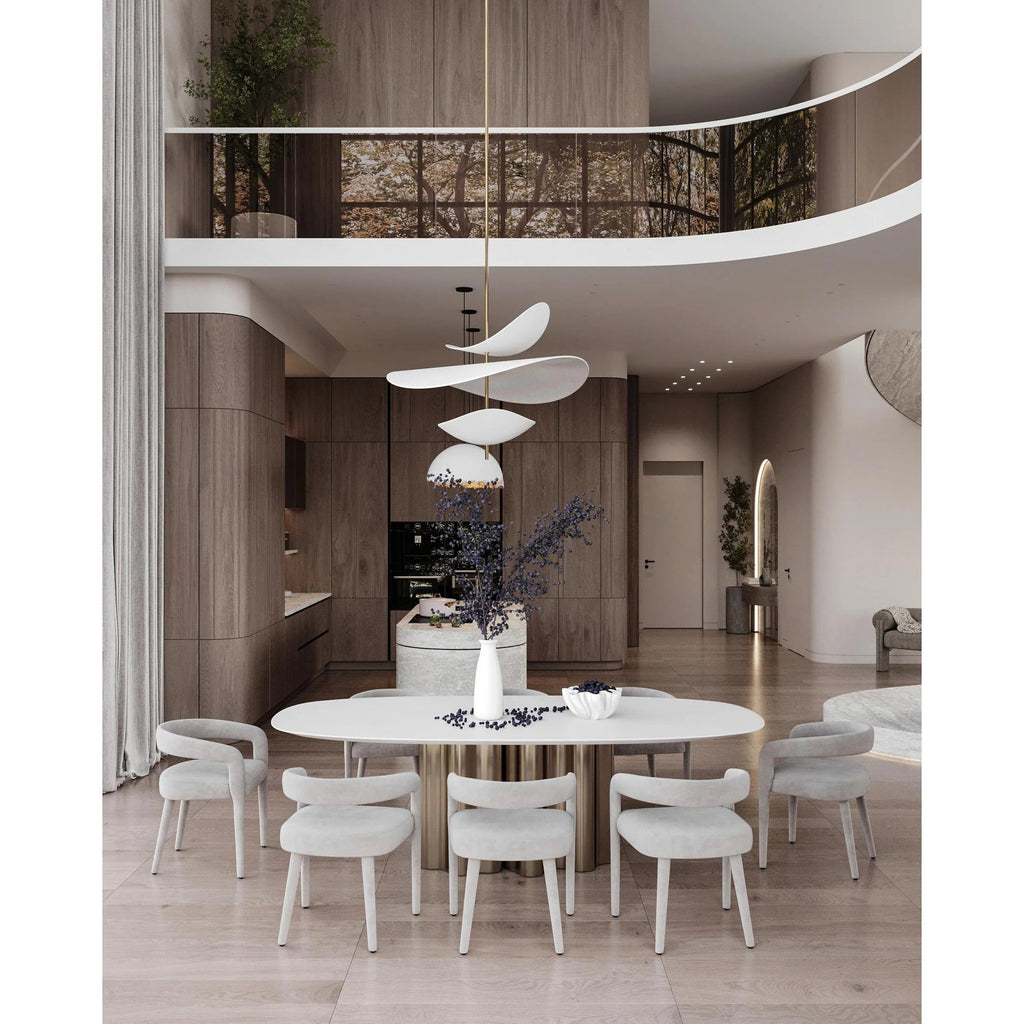 Modernist Floating Petal Pendant Light on Brass-Finish Rod