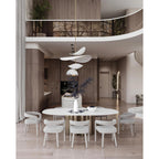 Modernist Floating Petal Pendant Light on Brass-Finish Rod