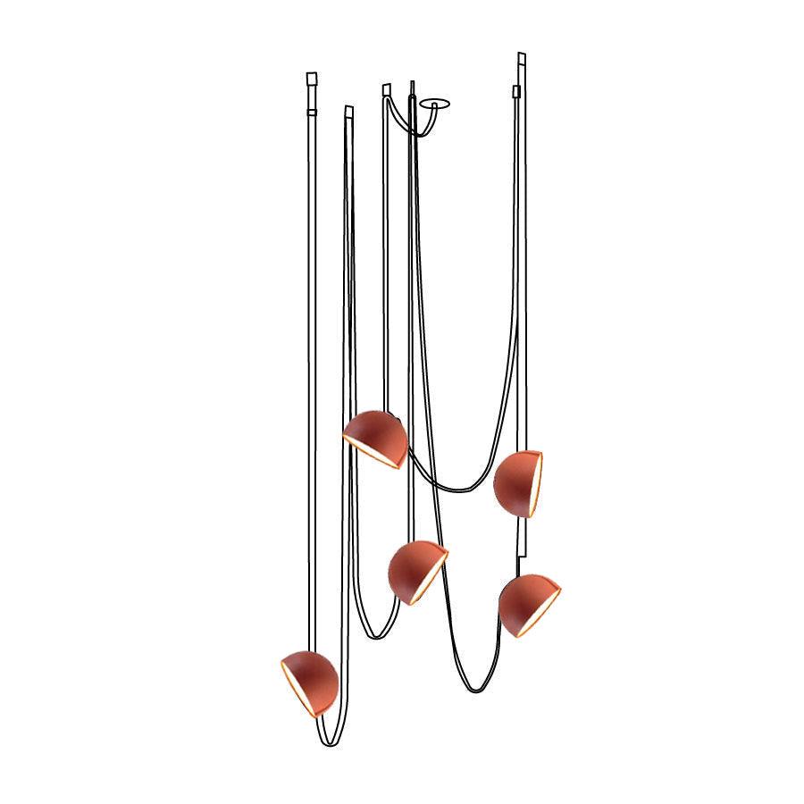 Hemisphere Pendant Lights on Leather Look Straps