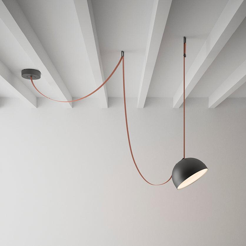 Hemisphere Pendant Lights on Leather Look Straps