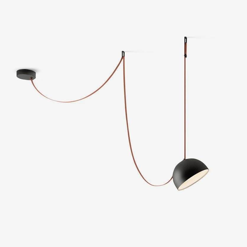 Hemisphere Pendant Lights on Leather Look Straps