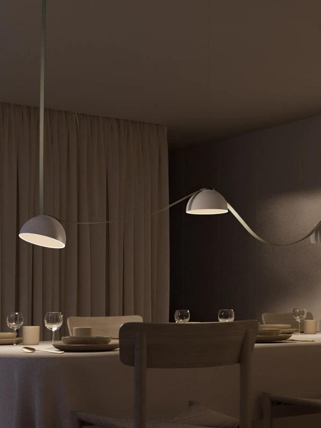 Hemisphere Pendant Lights on Leather Look Straps