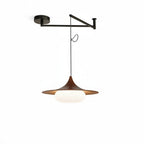 Modernist Swing Arm Pendant Light, Walnut Effect, 3000K LED