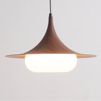 Modernist Swing Arm Pendant Light, Walnut Effect, 3000K LED