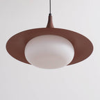 Modernist Swing Arm Pendant Light, Walnut Effect, 3000K LED