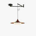Modernist Swing Arm Pendant Light, Walnut Effect, 3000K LED