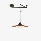 Modernist Swing Arm Pendant Light, Walnut Effect, 3000K LED