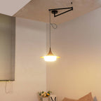 Modernist Swing Arm Pendant Light, Walnut Effect, 3000K LED