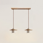 Travertine Pendant Light with Wooden Disc, 1 to 3 Lights