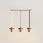 Travertine Pendant Light with Wooden Disc, 1 to 3 Lights