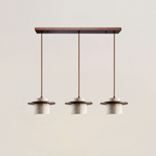 Travertine Pendant Light with Wooden Disc, 1 to 3 Lights