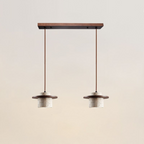 Travertine Pendant Light with Wooden Disc, 1 to 3 Lights