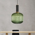 Ribbed Glass Pendant Light, Amber, Green or Grey, 3 Shapes