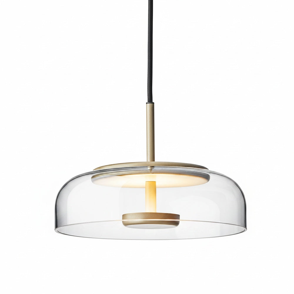 Modernist Dome Glass Pendant Light in Clear, Amber or Grey