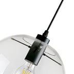 Clear Glass Globe Pendant Light in Matt Black, 20-30 cm