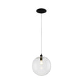 Clear Glass Globe Pendant Light in Matt Black, 20-30 cm