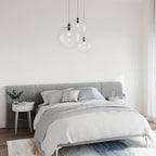 Clear Glass Globe Pendant Light in Matt Black, 20-30 cm