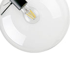 Clear Glass Globe Pendant Light in Matt Black, 20-30 cm