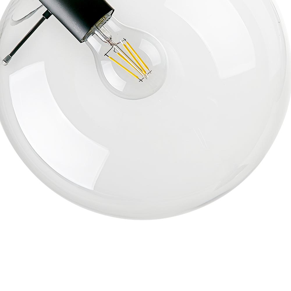 Clear Glass Globe Pendant Light in Matt Black, 20-30 cm