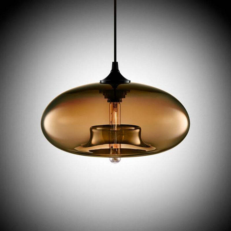 Ellipse Glass Pendant Light, Six Colours, LED Included