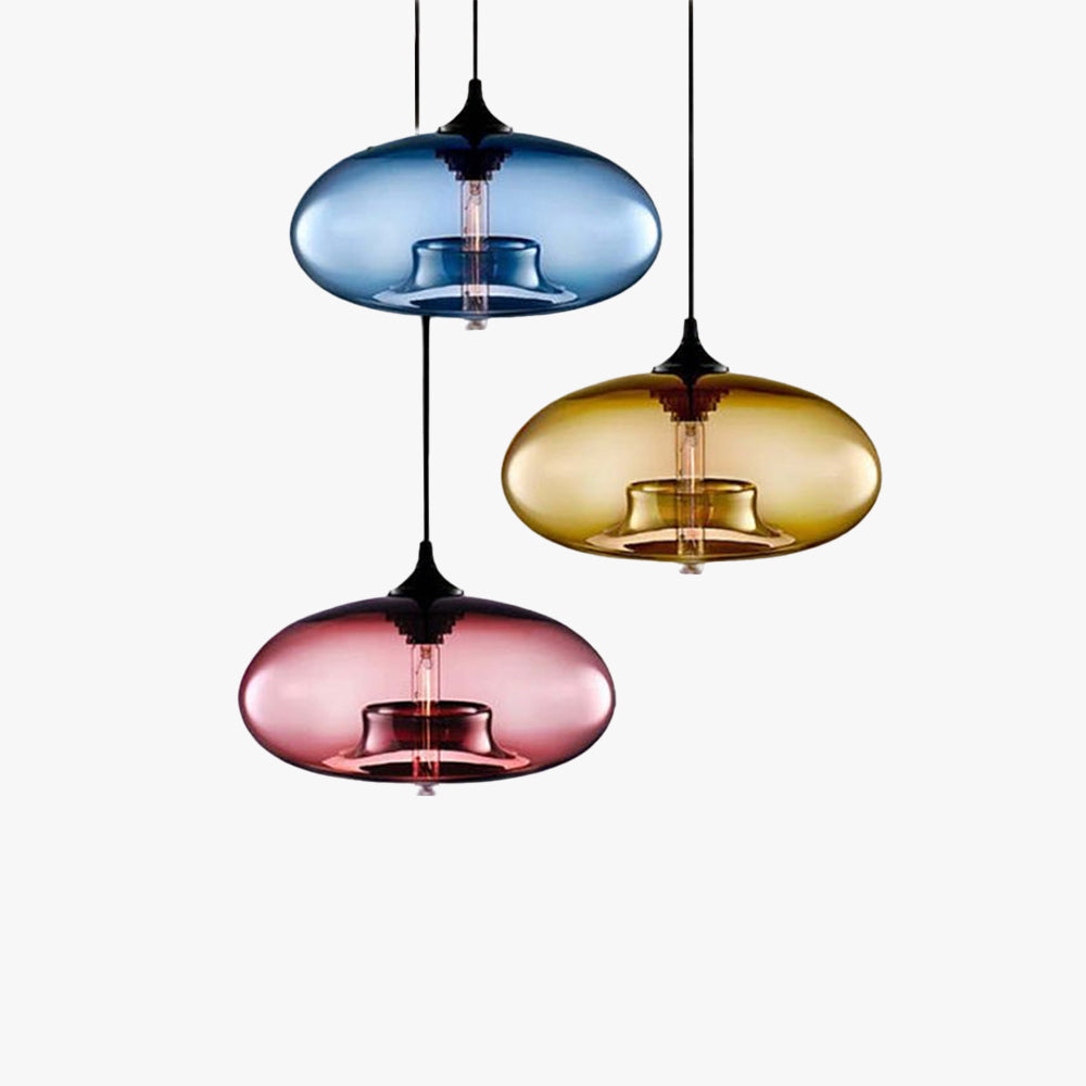 Ellipse Glass Pendant Light, Six Colours, LED Included