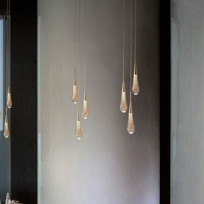 Teardrop Crystal Pendant Light with Gold Finish
