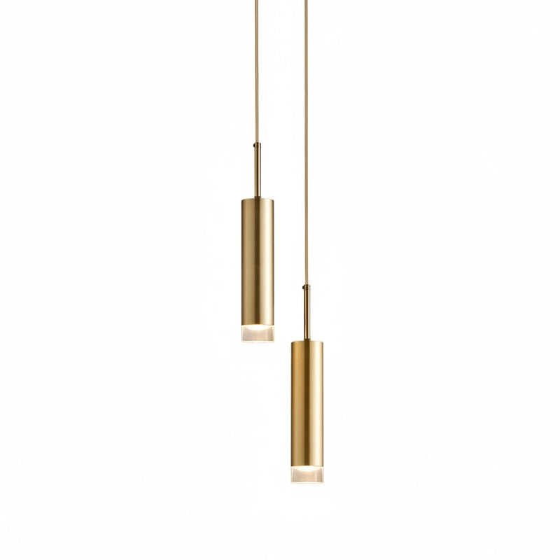Modern Gold Tube Pendant Light with Faceted Diffuser, GU10