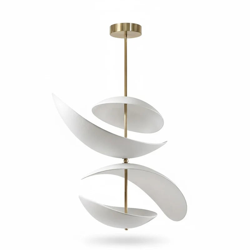 Lampa wisząca Wavy Leaf na złotym pręcie, zintegrowane LED