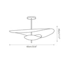 Wavy Leaf Pendant Light on Gold Rod, Integrated LED