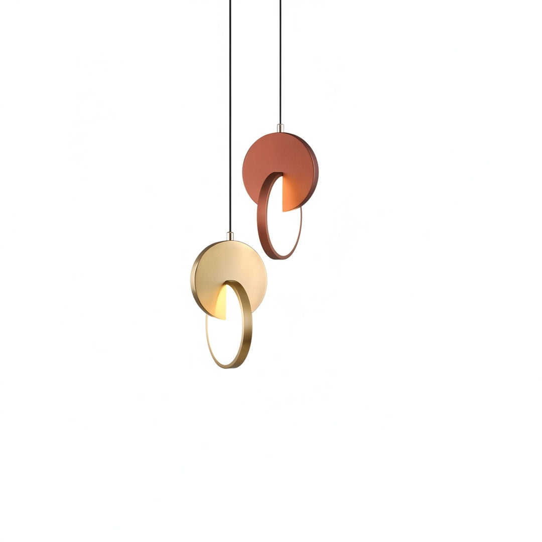 Modern Disc and Hoop Pendant Light in Iron, 25 cm