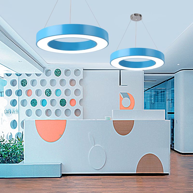 Modern Ring Pendant Light for Kids Rooms with Acrylic O Shade
