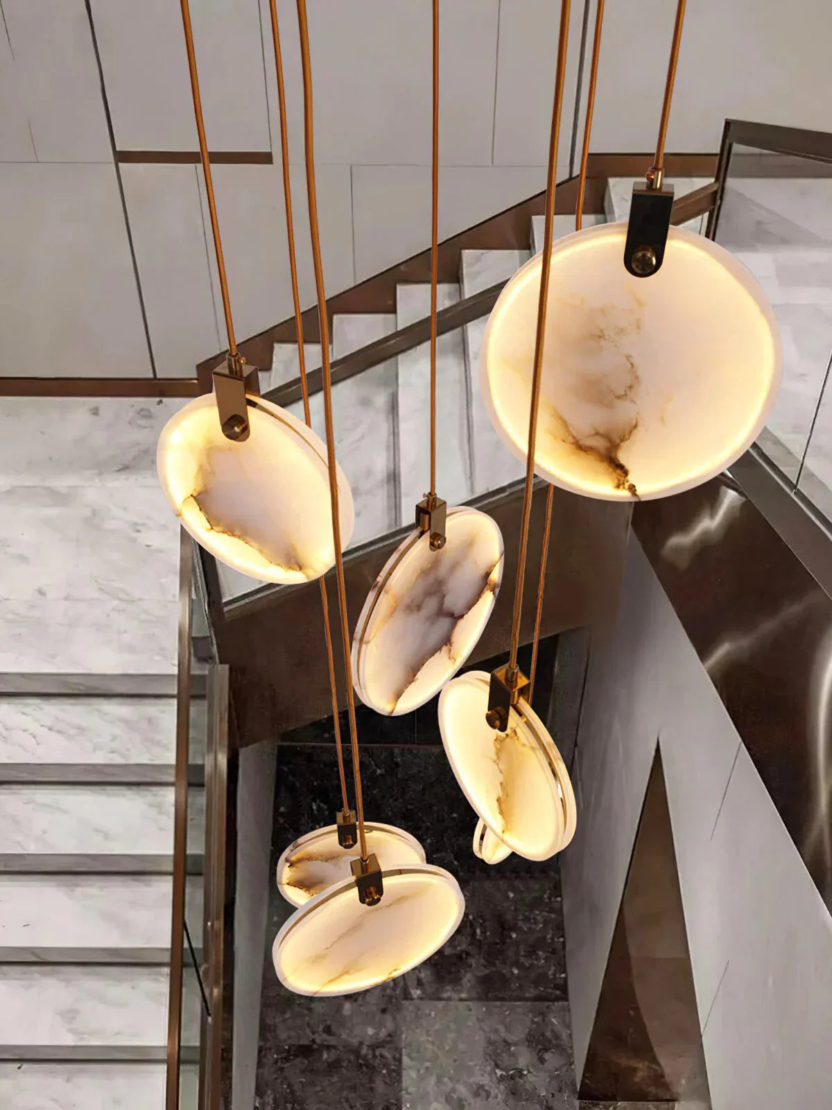 Natural Marble Globe Pendant Light, 5 to 24 Lights