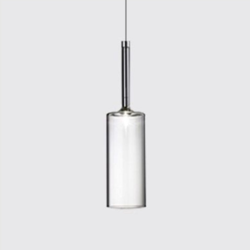 Modern Cylindrical Glass Pendant Light in Four Glass Colours