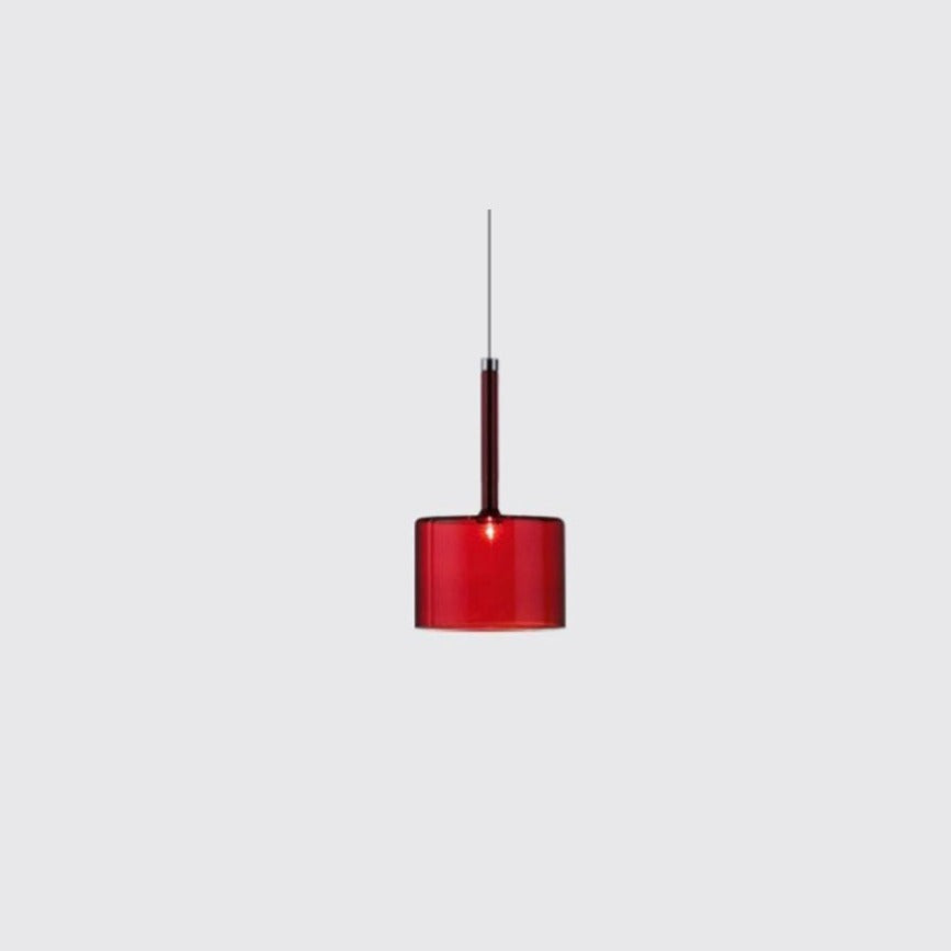 Modern Cylindrical Glass Pendant Light in Four Glass Colours
