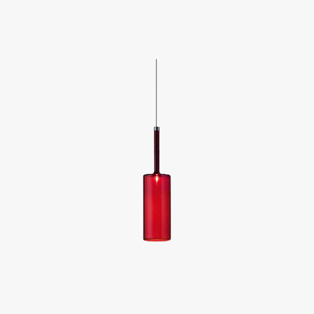 Modern Cylindrical Glass Pendant Light in Four Glass Colours