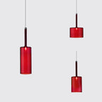 Modern Cylindrical Glass Pendant Light in Four Glass Colours