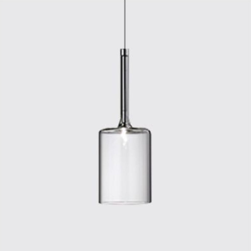 Modern Cylindrical Glass Pendant Light in Four Glass Colours
