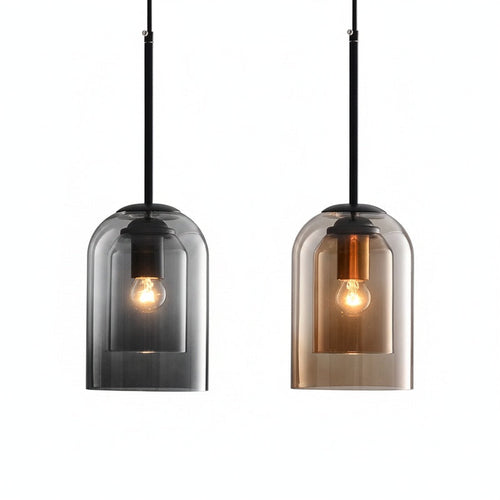 Bell Shaped Glass Pendant Light with Adjustable Cable, E27