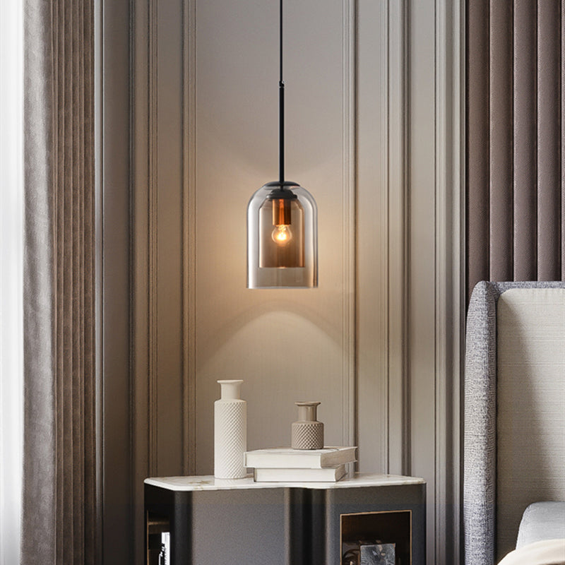 Bell Shaped Glass Pendant Light with Adjustable Cable, E27