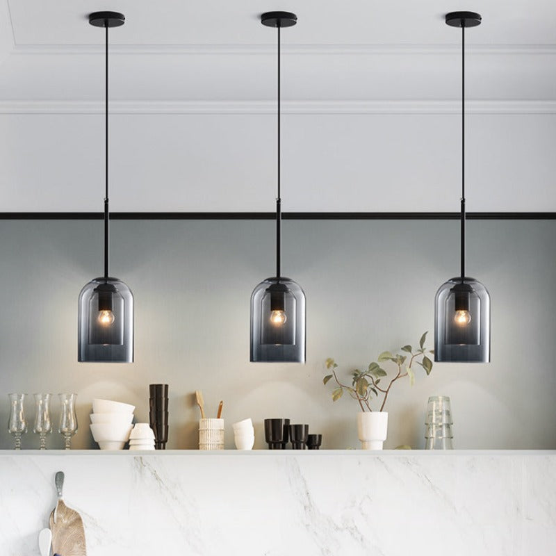 Bell Shaped Glass Pendant Light with Adjustable Cable, E27