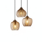 Chevron Pressed Glass Pendant Light, E27, Cognac or Smoke