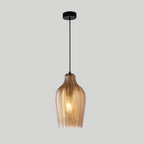 Chevron Pressed Glass Pendant Light, E27, Cognac or Smoke