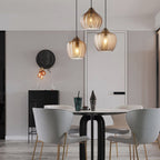 Chevron Pressed Glass Pendant Light, E27, Cognac or Smoke