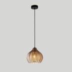 Chevron Pressed Glass Pendant Light, E27, Cognac or Smoke