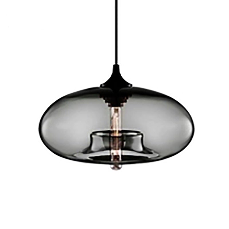 Nowoczesna lampa wisząca z eliptycznym szklanym kloszem, sześć kolorów, E27