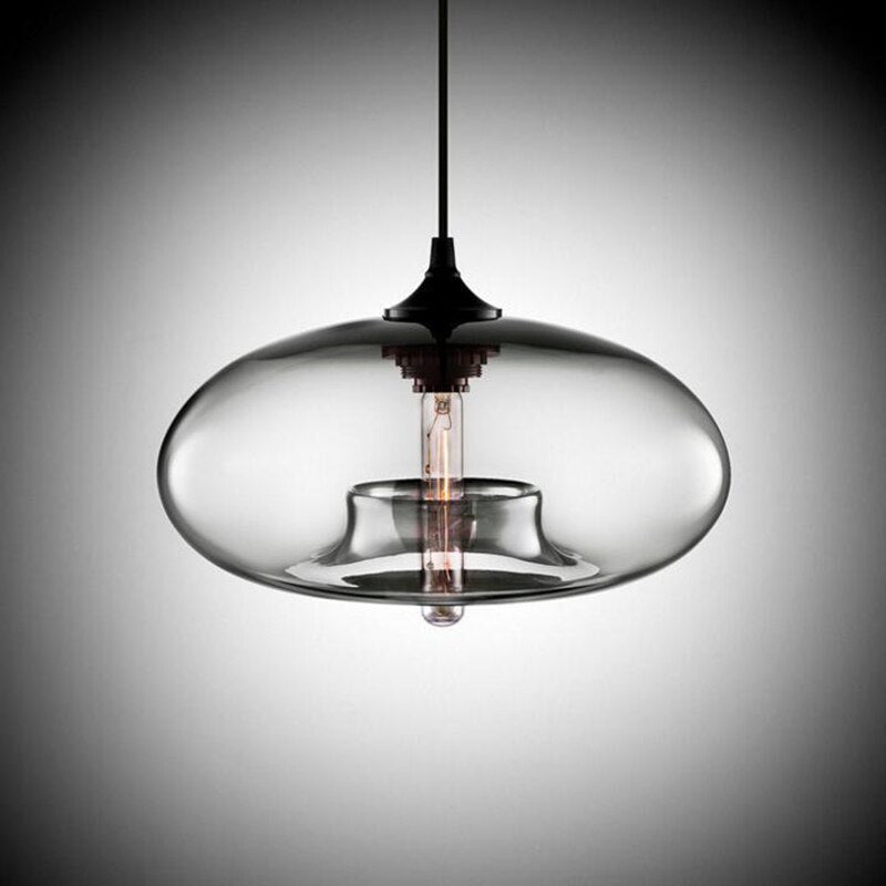 Modern Elliptical Glass Pendant Light, Six Colours, E27